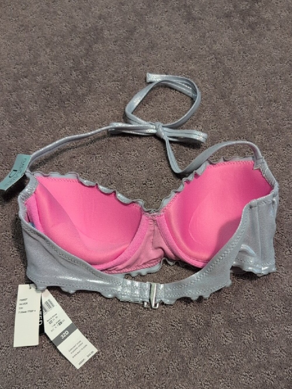 Shimmery Silver Bikini Set with Pink Lining - Picture 9 of 9